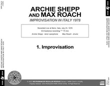 Load image into Gallery viewer, ARCHIE SHEPP AND MAX ROACH / IMPROVISATION IN ITALY 1978 (1CDR)