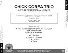 Load image into Gallery viewer, CHICK COREA TRIO / LIVE AT FESTSPIELHAUS 2012 (2CDR)