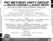 Load image into Gallery viewer, PAT METHENY UNITY GROUP w BRUCE HORNSBY & SONNY EMORY / KIN AT WOLF TRAP NATIONAL PARK 2014 (2CDR)