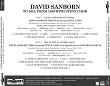 Load image into Gallery viewer, DAVID SANBORN / TO 2010, FROM 1980 WITH STEVE GADD - LIVE IN NEW YORK CITY 1980, ANTIBES 2010 (2CDR)