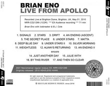 Load image into Gallery viewer, BRIAN ENO / LIVE FROM APOLLO (1CDR)