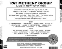 Load image into Gallery viewer, PAT METHENY GROUP / LIVE IN NEW YORK 1985 (2CDR)