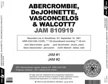 Load image into Gallery viewer, ABERCROMBIE, DeJOHNETTE, VASCONCELOS & WALCOTT / JAM 810919 (1CDR)