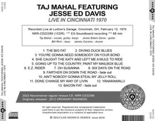 Load image into Gallery viewer, TAJ MAHAL FEATURING JESSE ED DAVIS / LIVE IN CINCINNATI 1970 (1CDR)