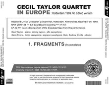Load image into Gallery viewer, CECIL TAYLOR QUARTET / IN EUROPE : Rotterdam 1969 No Edited version