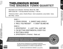 Load image into Gallery viewer, THELONIOUS MONK / THE BREMEN TOWN QUARTET