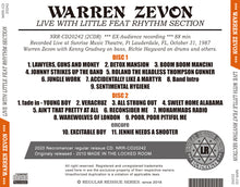 Load image into Gallery viewer, WARREN ZEVON / LIVE WITH LITTLE FEAT RHYTHM SECTION