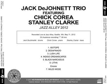 Load image into Gallery viewer, JACK DeJOHNETTE TRIO FEATURING CHICK COREA, STANLEY CLARKE / JAZZ ALLEY 2012 (1CDR)
