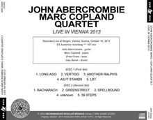 Load image into Gallery viewer, JOHN ABERCROMBIE MARC COPLAND QUARTET / LIVE IN VIENNA 2013 (2CDR)

