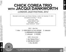 Load image into Gallery viewer, CHICK COREA TRIO WITH JACQUI DANKWORTH / LONDON JAZZ FESTIVAL 2012 (2CDR)
