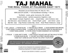 Load image into Gallery viewer, TAJ MAHAL / THE REAL THING AT FILLMORE EAST 1971 (2CDR)
