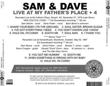 Load image into Gallery viewer, SAM &amp; DAVE / LIVE AT MY FATHER'S PLACE + 4 (1CDR)
