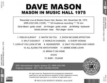 Load image into Gallery viewer, DAVE MASON / MASON IN MUSIC HALL 1975 (1CDR)

