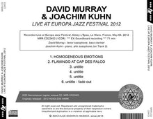 Load image into Gallery viewer, DAVID MURRAY &amp; JOACHIM KUHN / LIVE AT EUROPA JAZZ FESTIVAL 2012 (1CDR)
