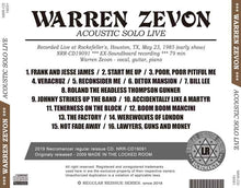 Load image into Gallery viewer, WARREN ZEVON / ACOUSTIC SOLO LIVE
