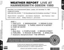 Load image into Gallery viewer, WEATHER REPORT / LIVE AT HAMMERSMITH ODEON 1980
